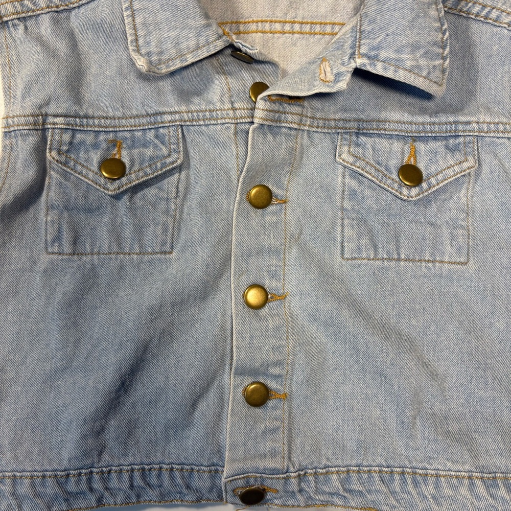 Women’s American Apparel Light Blue Cropped Denim Jacket Size Medium - Picture 3 of 4